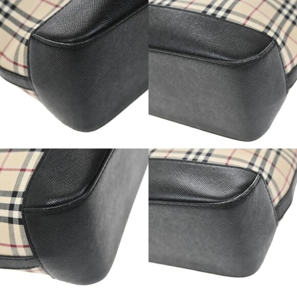 BURBERRY Logo Nova Check Shoulder Tote Bag Canvas Leather Beige Black 83RL399 - Picture 7 of 16